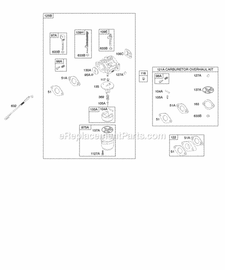 Carburetor Kit - Carburetor Overhaul Diagram and Parts List for 20E114-0927-E1  Briggs and Stratton Engine